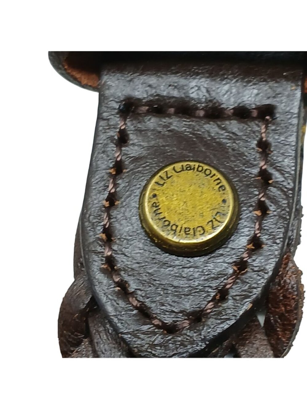 Liz Claiborne Medium Belt Womens Woven Leather & Brass Buckle #I-7 - Picture 2 of 9